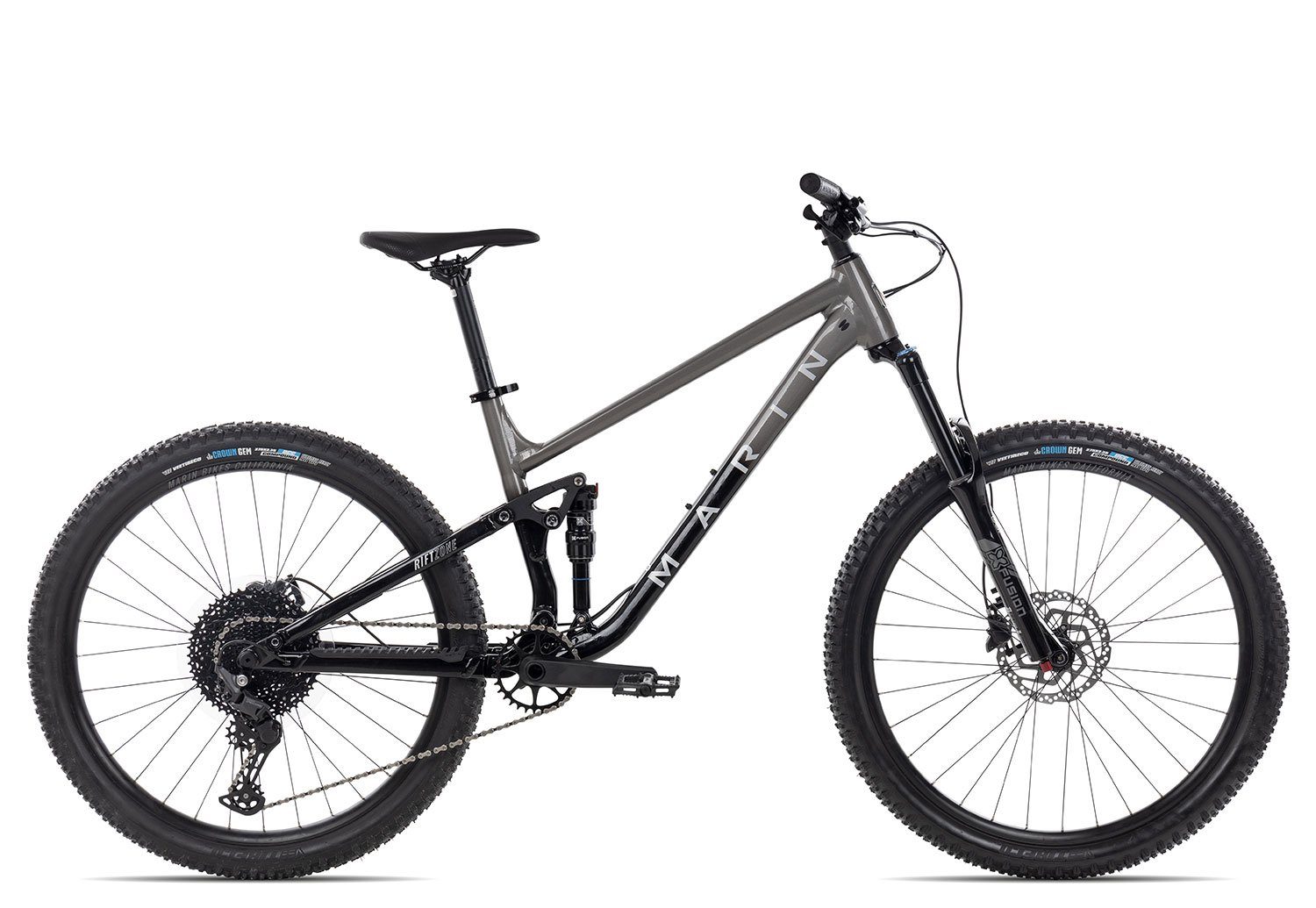 Marin Mountainbike Rift Zone 1 27.5, 11 Gang Shimano Deore, 11 Speed, SGS Schaltwerk, Kettenschaltung, MTB-Fully 27,5 Zoll Herrenrad schwarz/grau