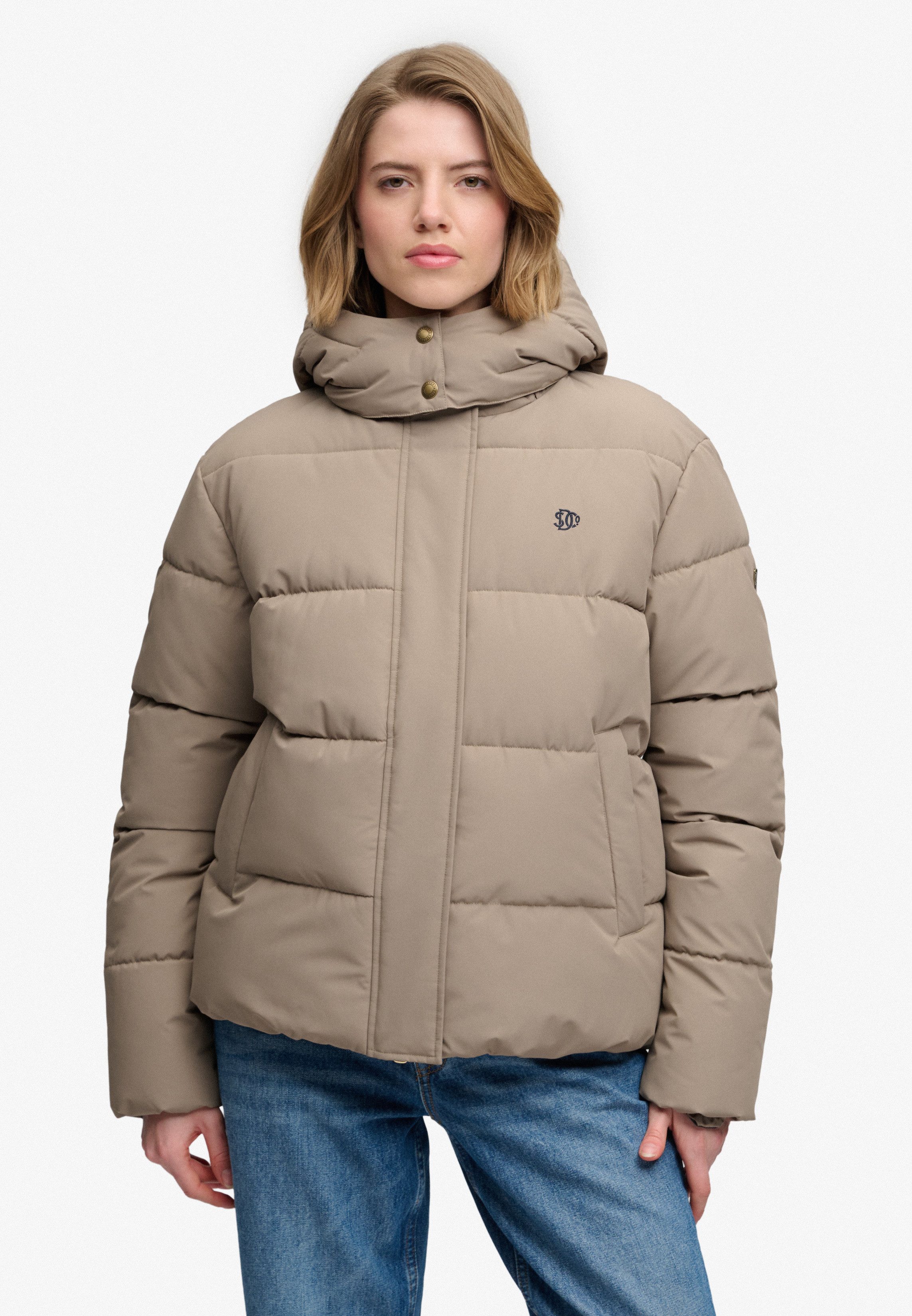 Superdry Steppjacke PREMIUM HOOD PUFFER JKT Kunstfaser, relaxed fit