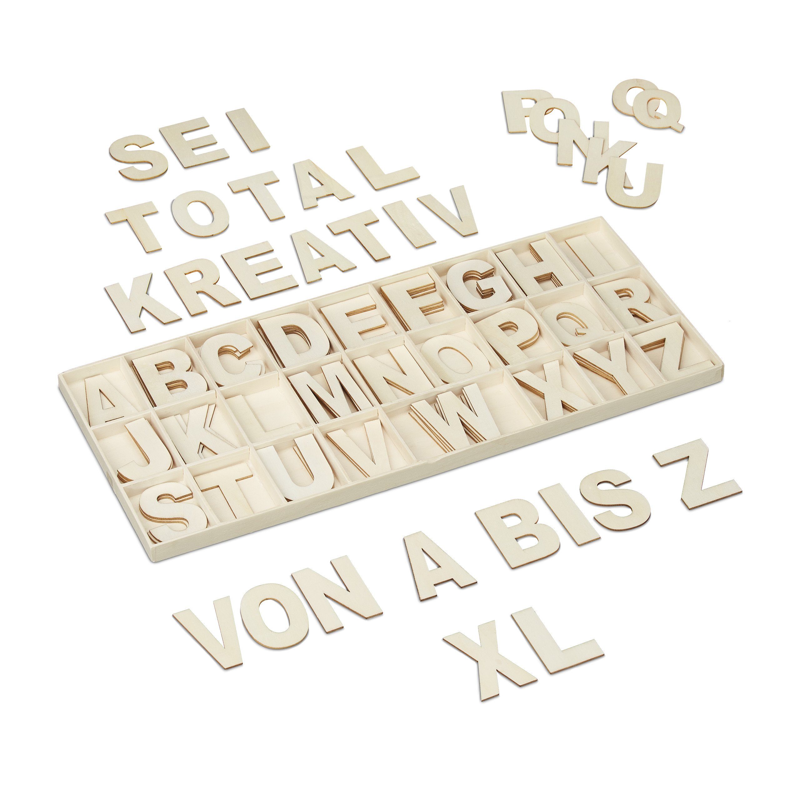 relaxdays Deko-Buchstaben XL Holzbuchstaben Set 104 tlg.