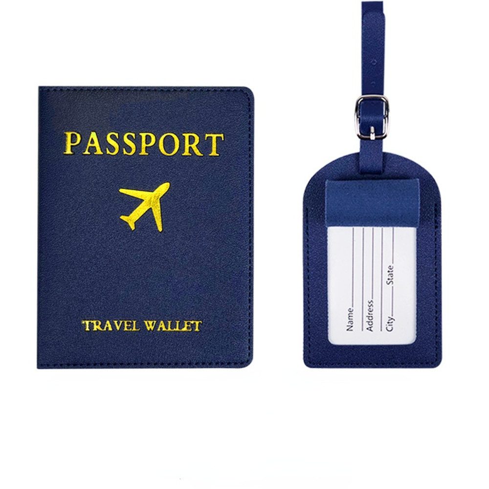 Blusmart Gepäckanhänger Reisepasshülle und Kofferanhänger Set (PU Leather Passport Cover Schutzhülle Tasche, 2-St., Reisezubehör/Cardholder) Für Kreditkarten Reisepass, Ausweis und Reisedokumente