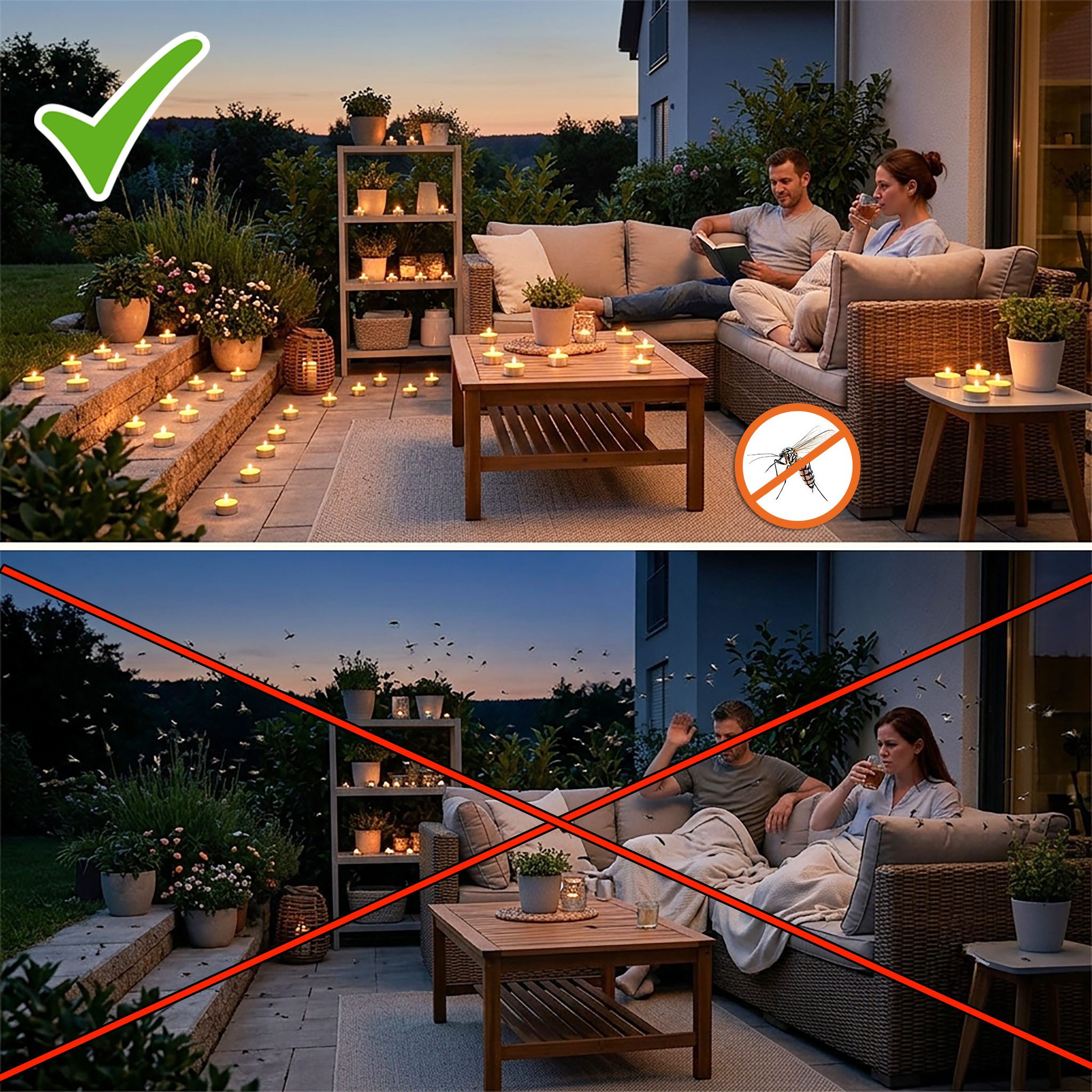 Spetebo Duftkerze Citronella Duft Teelicht - 40er Pack (Set, 40-tlg., Insekten Abwehr), Zitronen Duftkerze gegen Mücken