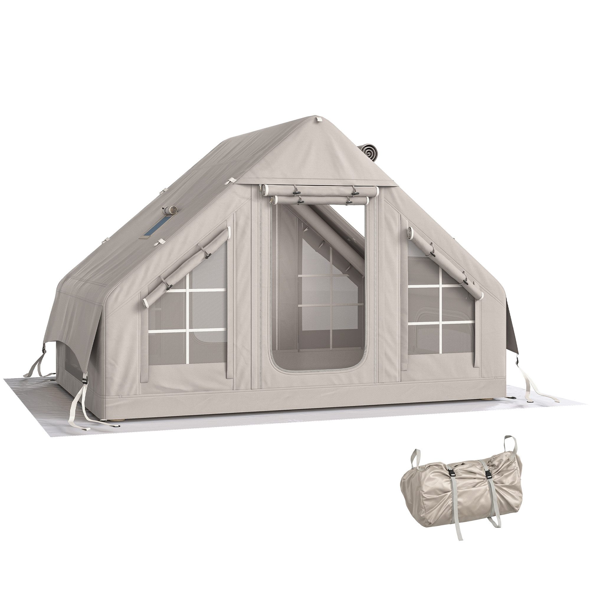 MC Star aufblasbares Zelt Aufblasbares Zelt 5-8 Personen Schneller Aufbau 5000 mm, (Wasserdicht & Winddicht mit Luftpumpe Kaminöffnung Dachfenster)