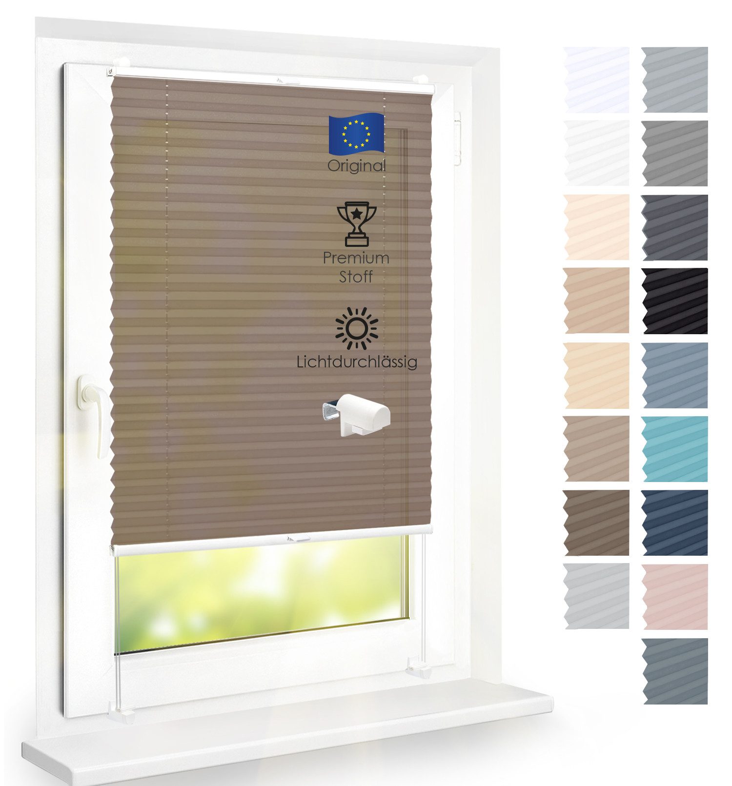 DomDeco Plissee Premium Plissee ohne Bohren, Sichtschutz, lichtdurchlässig, blickdicht, Klemmfix, Klemmfix, UV-beständig, modernes Design, stufenlos