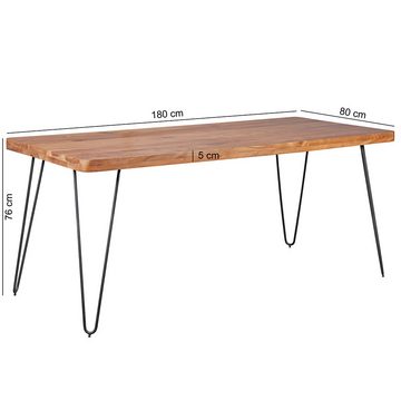 Lomadox Esstisch, Esszimmer-Tisch Landhaus-Stil Holztisch mit Metallbeinen 180/76/80cm