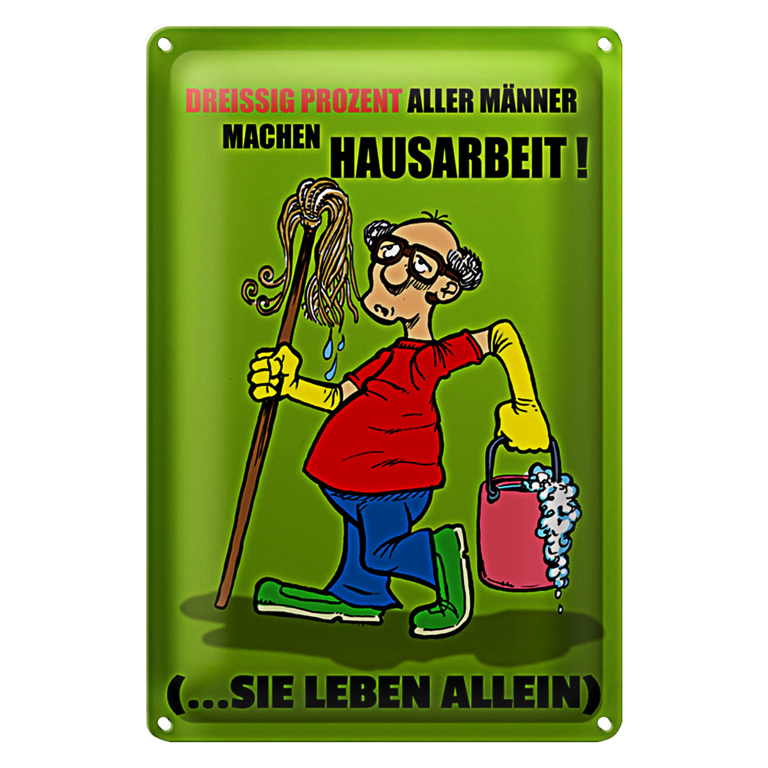 Roomando Metallschild Spruch 30x40cm 30% aller Männer machen Hausarbeit