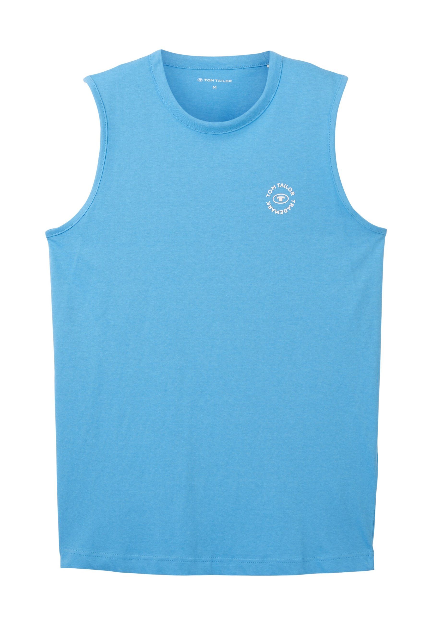 blau T-Shirt Tank-Top ärmelloses (1-tlg) TOM TAILOR Tanktop