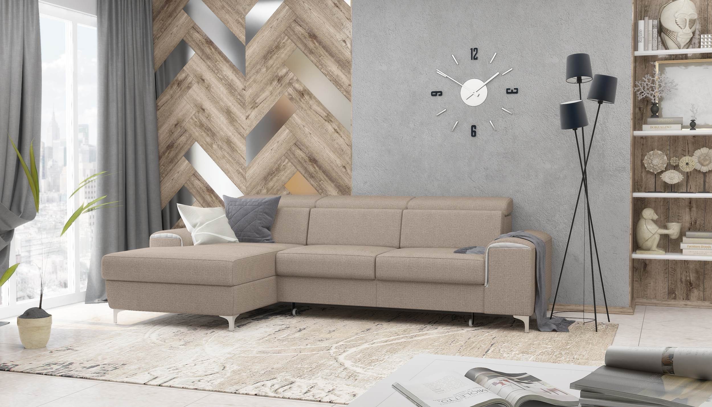 Stylefy Ecksofa Lino, L-Form, Eckcouch, mane links oder rechts bestellbar, frei im Raum stellbar, mit Bettkasten und Bettfunktion, Sitzkomfort, inklusive Kopfteilverstellung