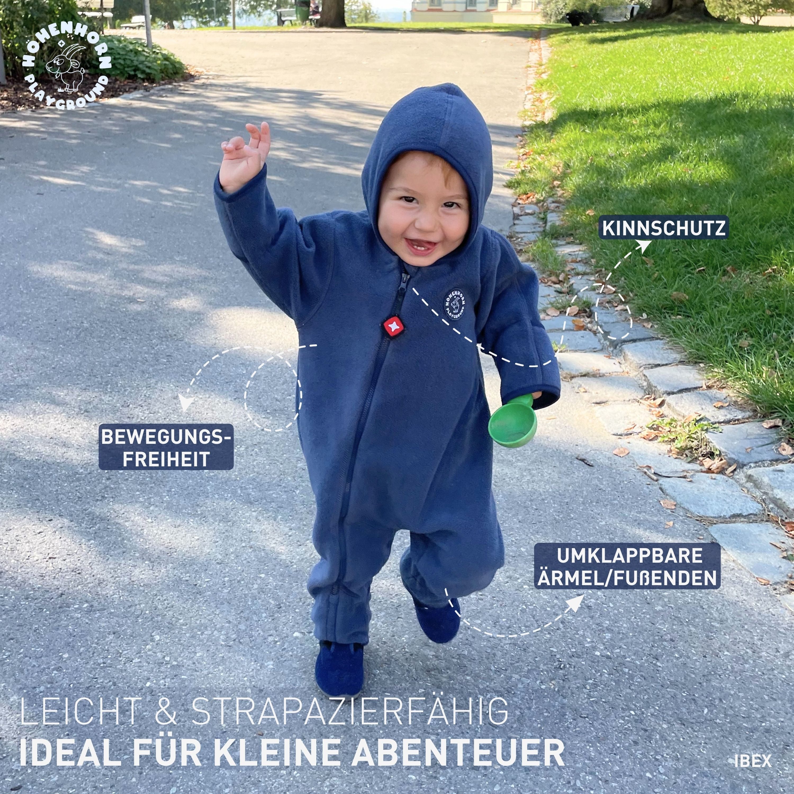 Höhenhorn Strampler Ibex Baby Fleece Overall Winter Herbst Strampler Kleinkind mit Kapuze