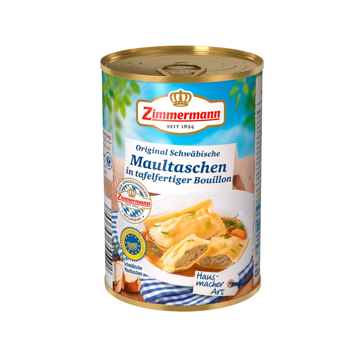 Zimmermann Wurstkonserve, Zimmermann Original Schwäbische Maultaschen Suppe Dose 400ml