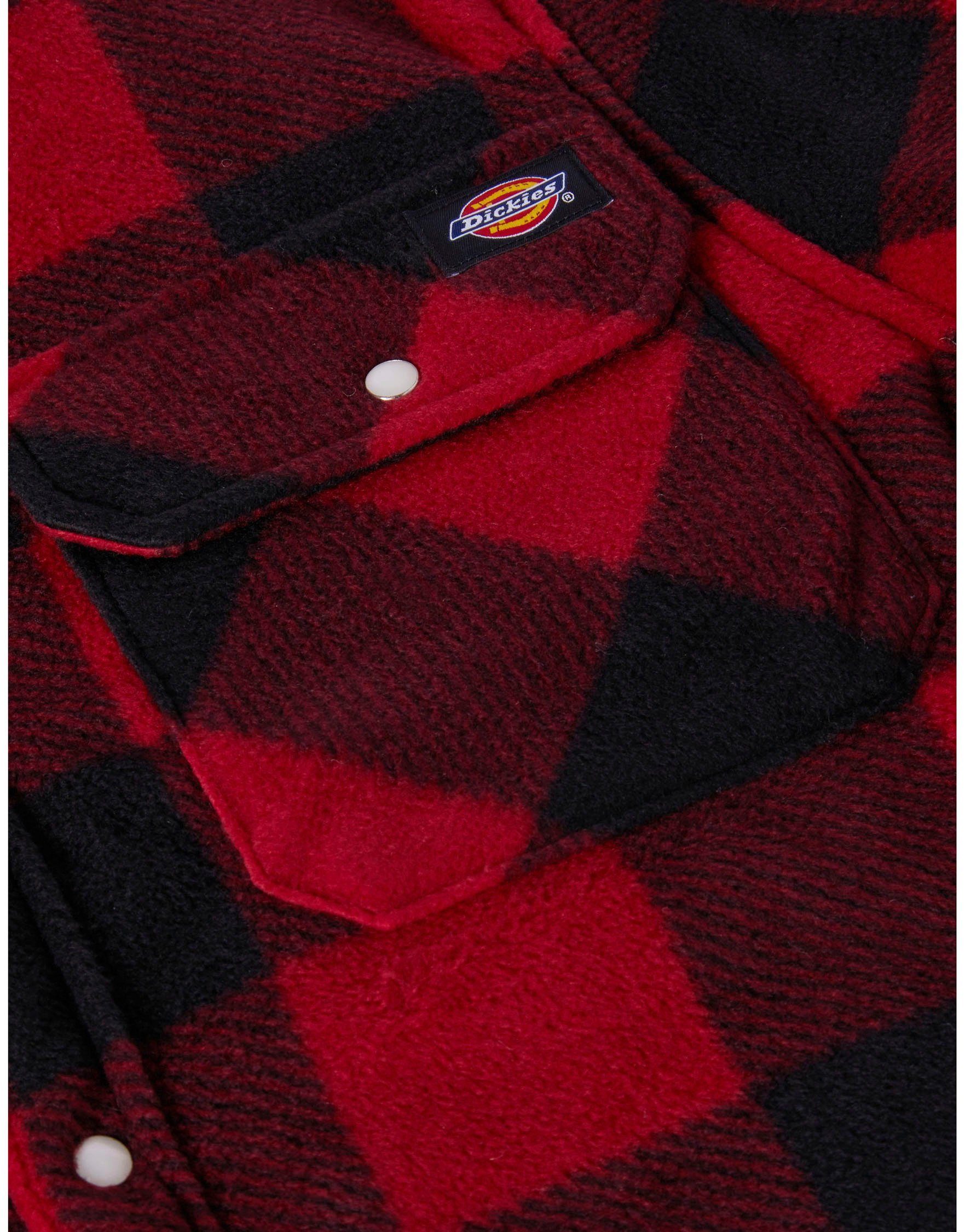 aus warm Polarfleece, Dickies Portland Brusttaschen gefüttert Thermohemd 2 rot-schwarz mit