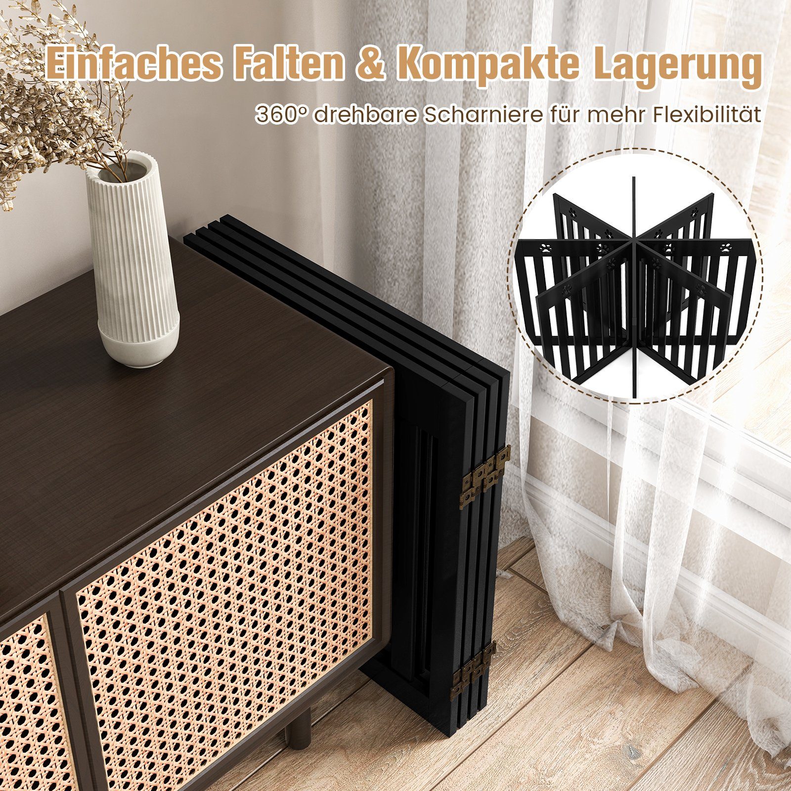 COSTWAY Türschutzgitter Hundegitter, klappbar, 60cm Hoch, günstig online kaufen