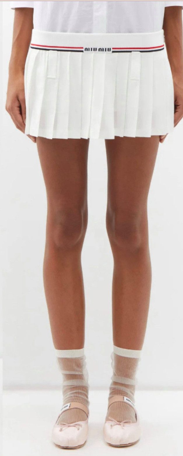 Miu Miu Minirock Tennisrock Plissee Minirock Mini Tennis Preppy Short Catwalk Skirt Plissee-Optik, Gürtelschlaufen, Seitlicher Reißverschluss