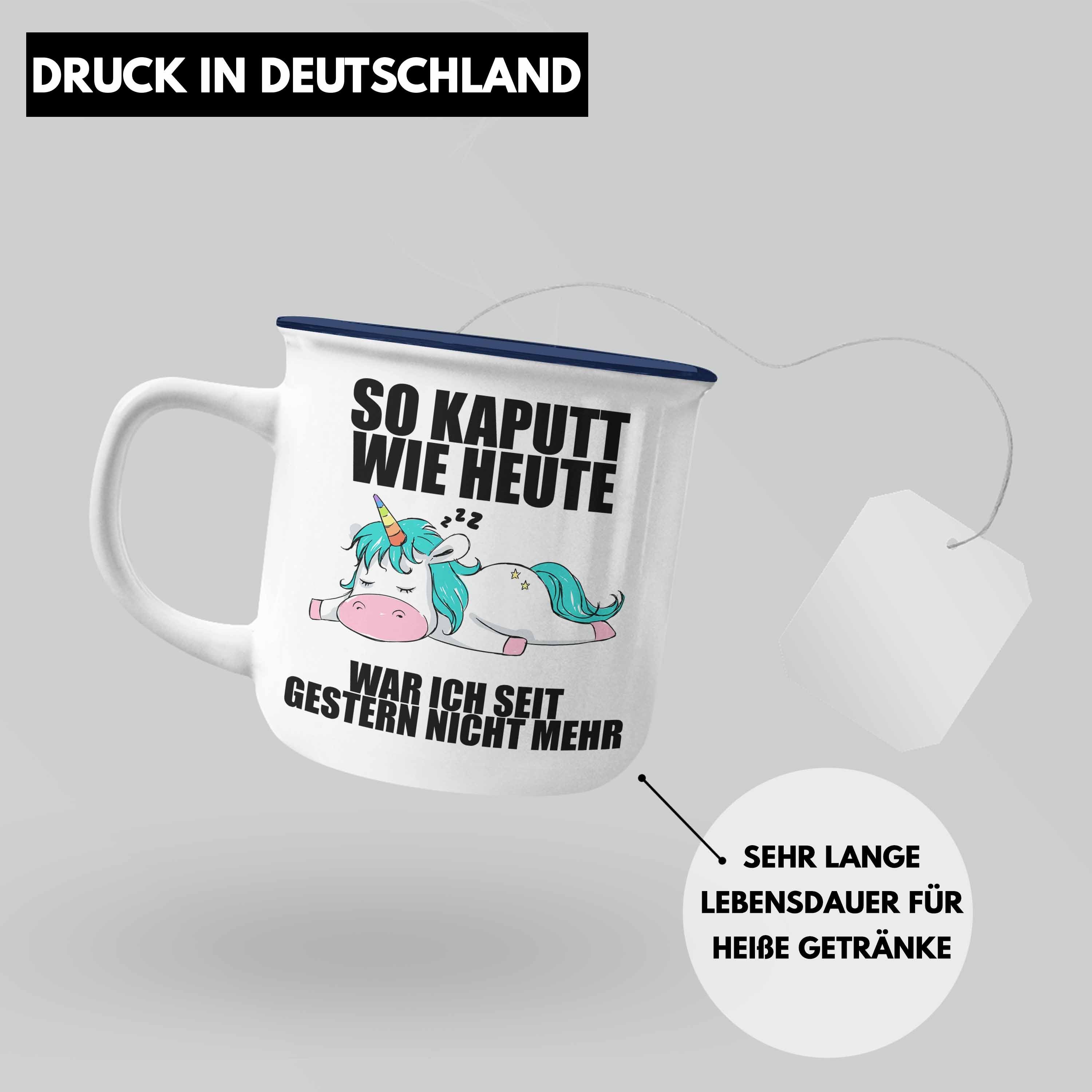 mit Thermotasse Arbeitskollege Geschenk Kollege Sprüchen Geschenkidee Trendation Mitarbeiter Emaille Tassen Lustige Trendation - Blau