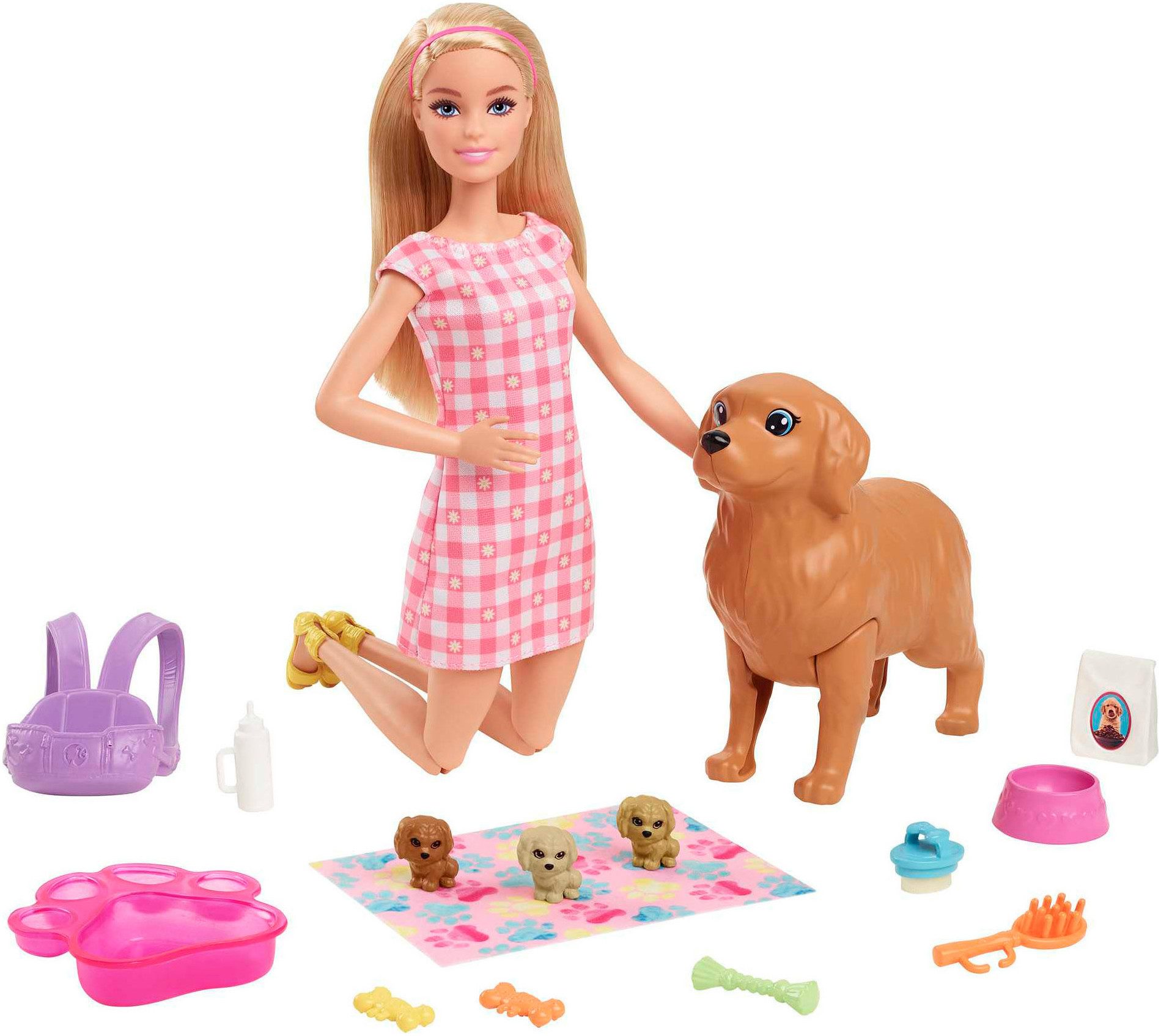 Barbie Anziehpuppe Puppe (blond) mit Hund & Welpen günstig online kaufen