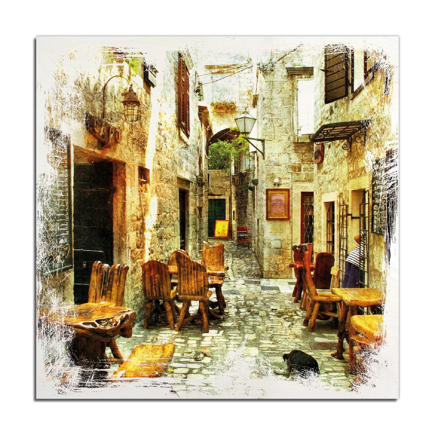 Wallario Holzbild, Italienische kleine Gasse, in verschiedenen Ausführungen