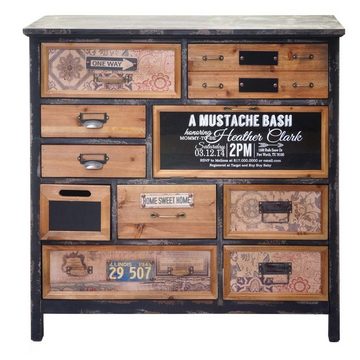 MCW Apothekerschrank MCW-A43-90x90 Klappfach mit Magnet Verschluss, 9 Schubladen, Inkl. Bodenschoner aus Kunststoff, Shabby-Look