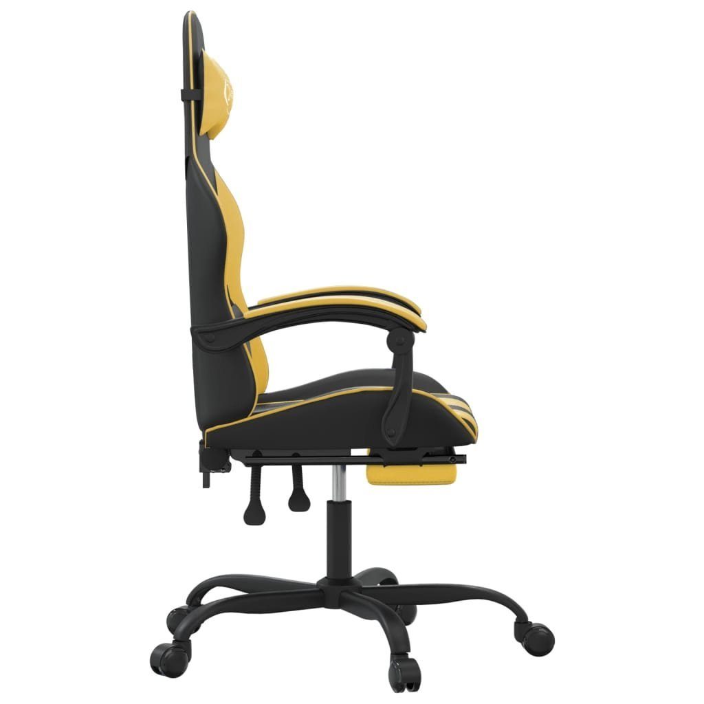Schwarz Drehbar Golden & mit (1 Kunstleder furnicato Fußstütze St) Gaming-Stuhl