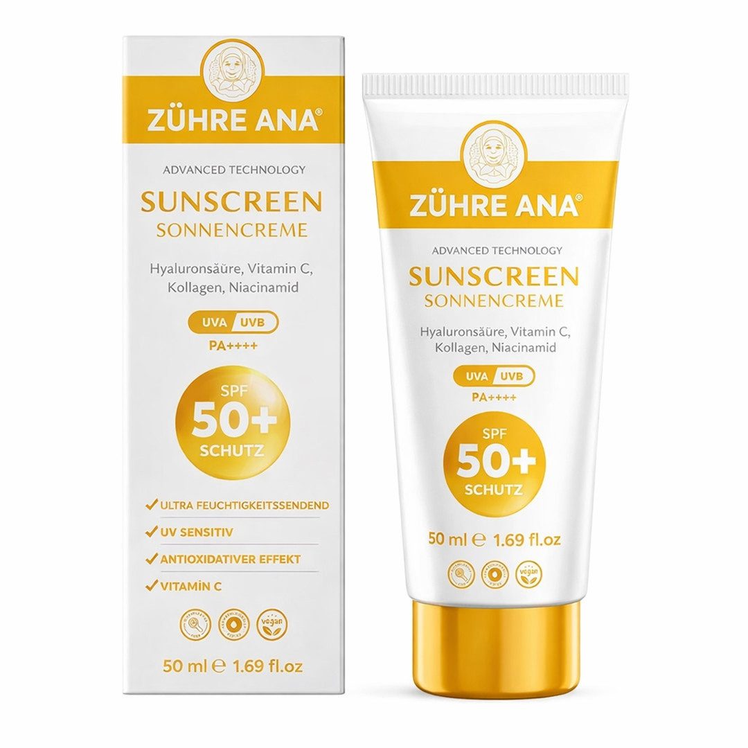 Zühre Ana® Sonnenschutzcreme Sonnencreme, Sensitive Sunscreen SPF 50+ UVA/UVB, Sonnenschutzmittel, Sensitive Sunscreen SPF 50+ UVA/UVB