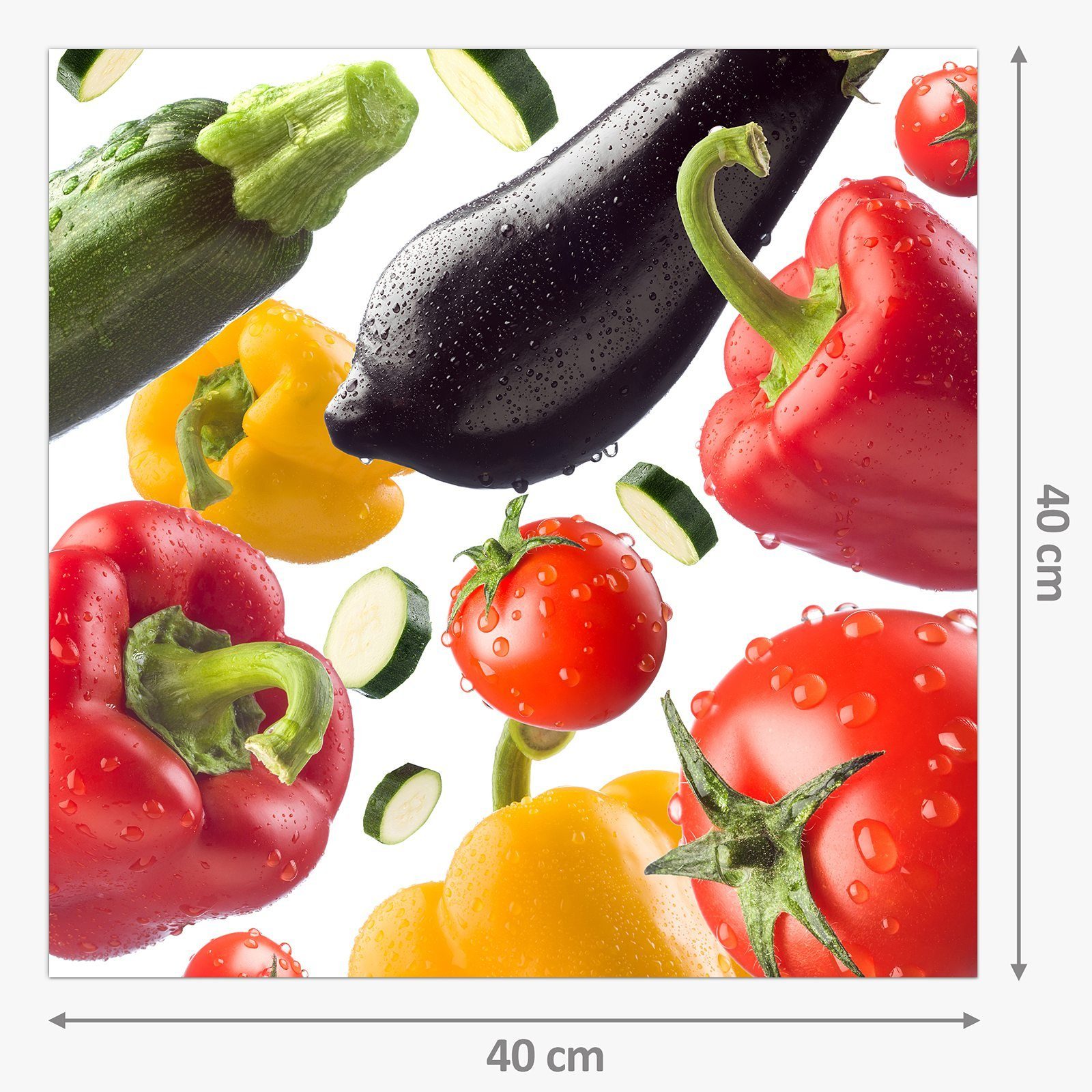 Motiv Spritzschutz Küchenrückwand mit Küchenrückwand schwebend Glas Primedeco Gemüse