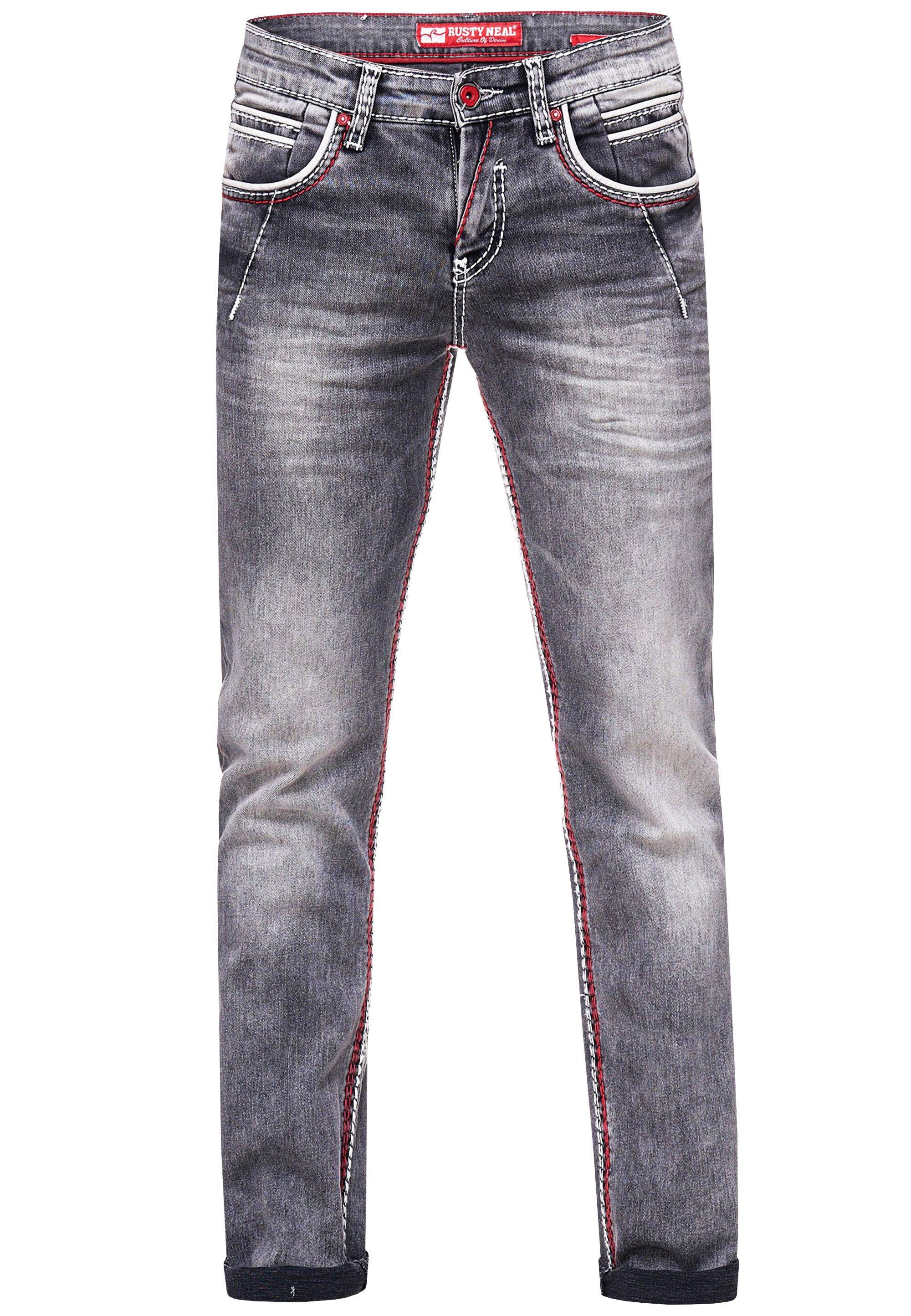 Kontrastnähten 45 Neal YORK Straight-Jeans mit trendigen NEW Rusty