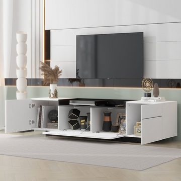 REDOM TV-Schrank (Fernsehtisch, mit verstellbaren Einlegeböden) TV-Schrank, Fernsehtisch, mit 2 Scharniertüren und 1 Schublade