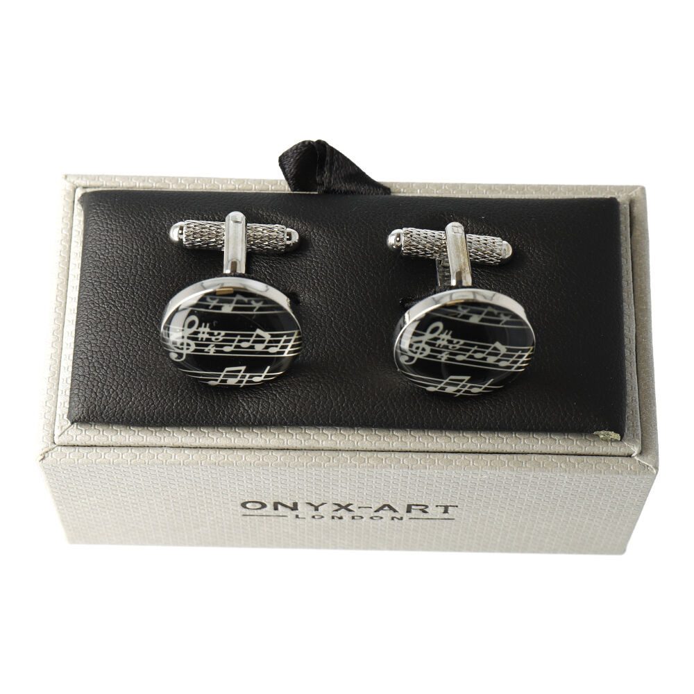 mugesh Manschettenknöpfe Set Manschettenknöpfe Notenzeilen rund (1-Paar), für Musiker