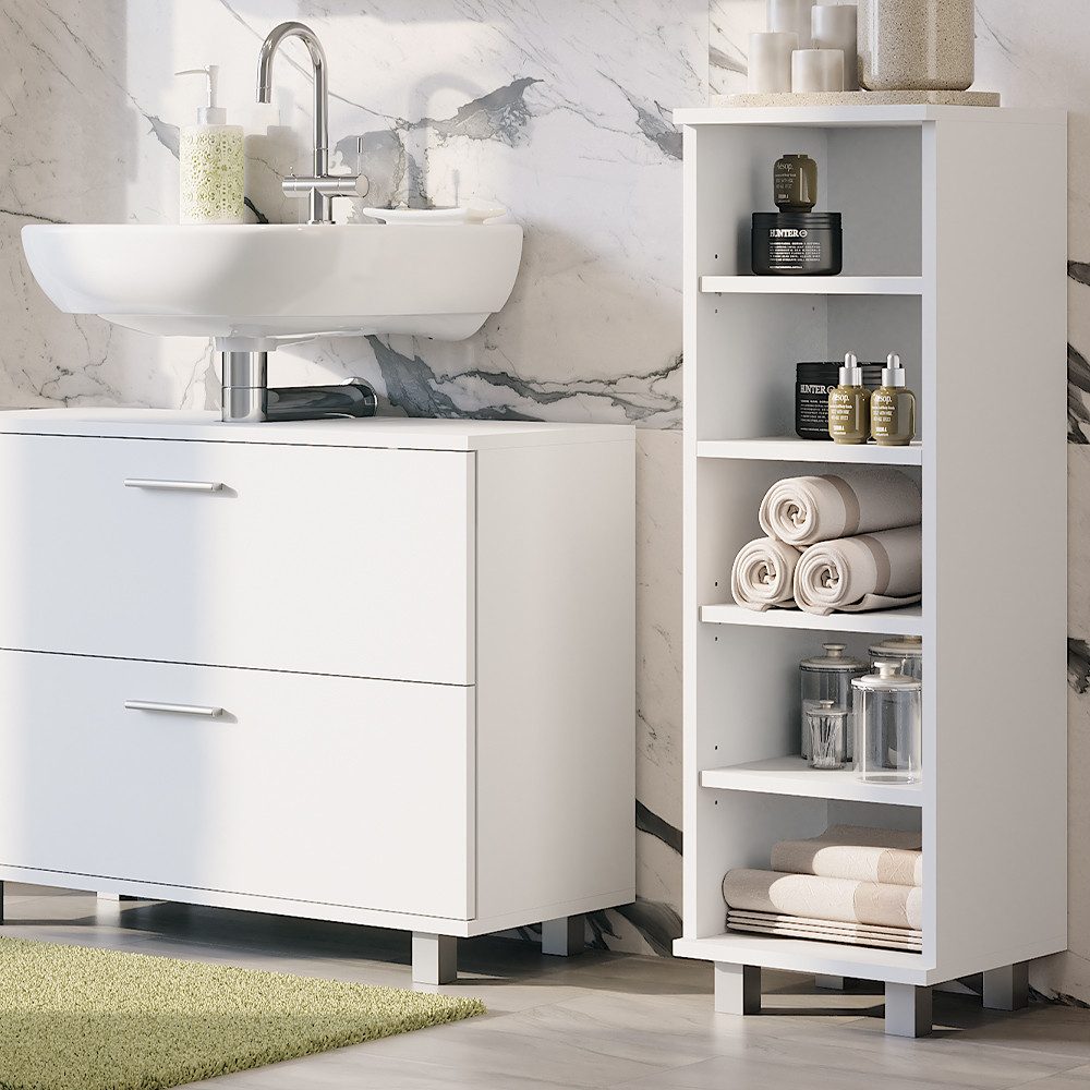 Vicco Midischrank Ilias, Weiß, 30.2 x 95 cm mit 5 offenen Fächern (1-St)