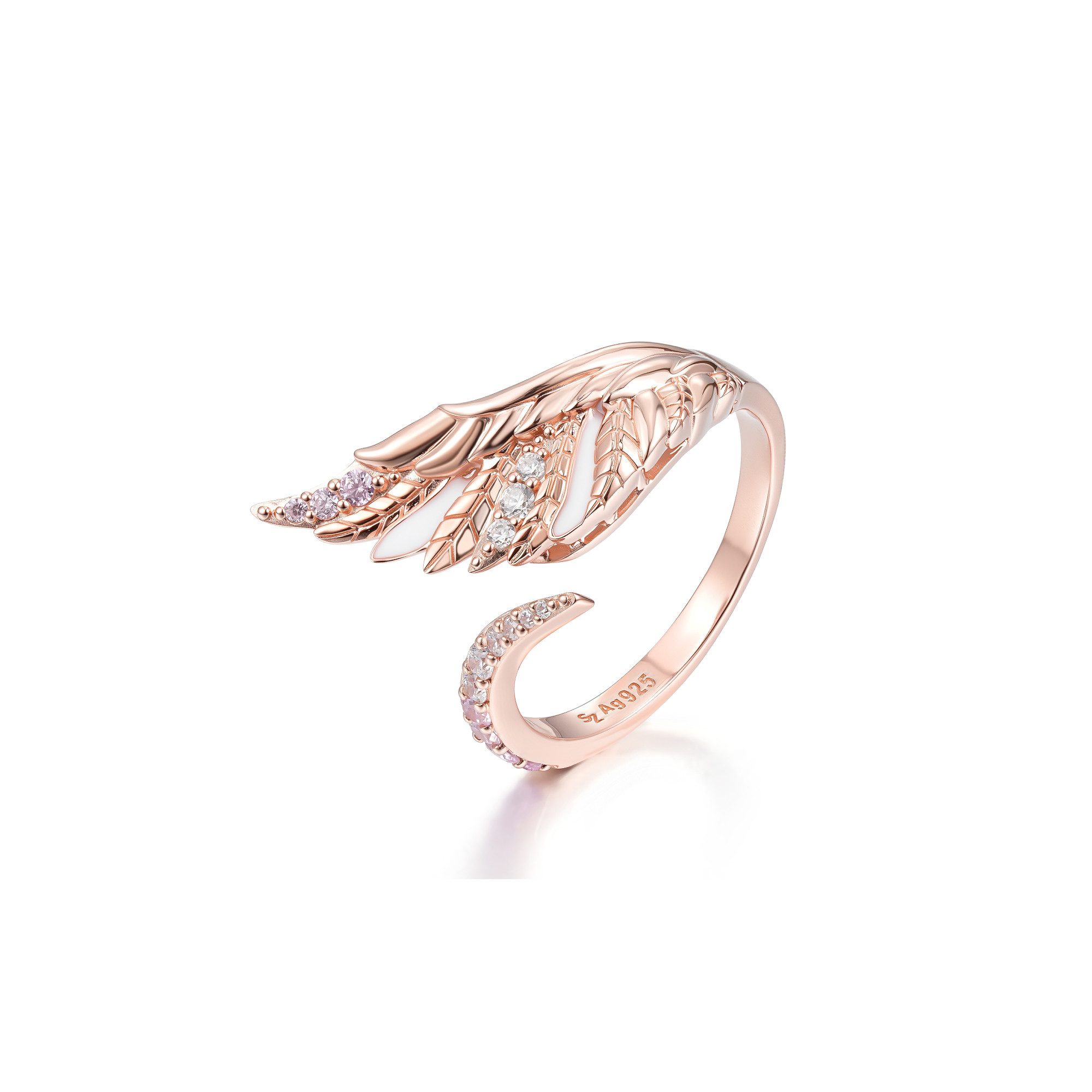 Seinerzeit FLORA & FAUNA Silberring Selena Schwan Ring (1-tlg), Material: 925 Sterling Silber, rosé vergoldet mit Emaille