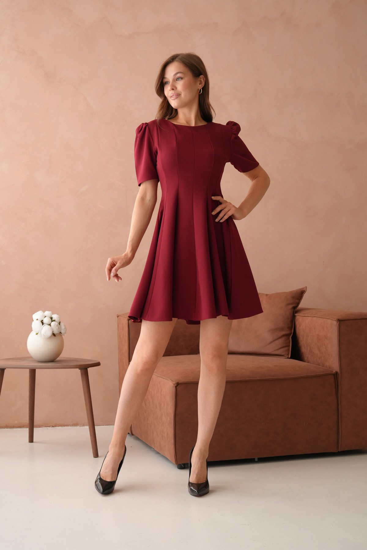 WOMAN VISION Minikleid Kurzärmeliges ausgestelltes Minikleid