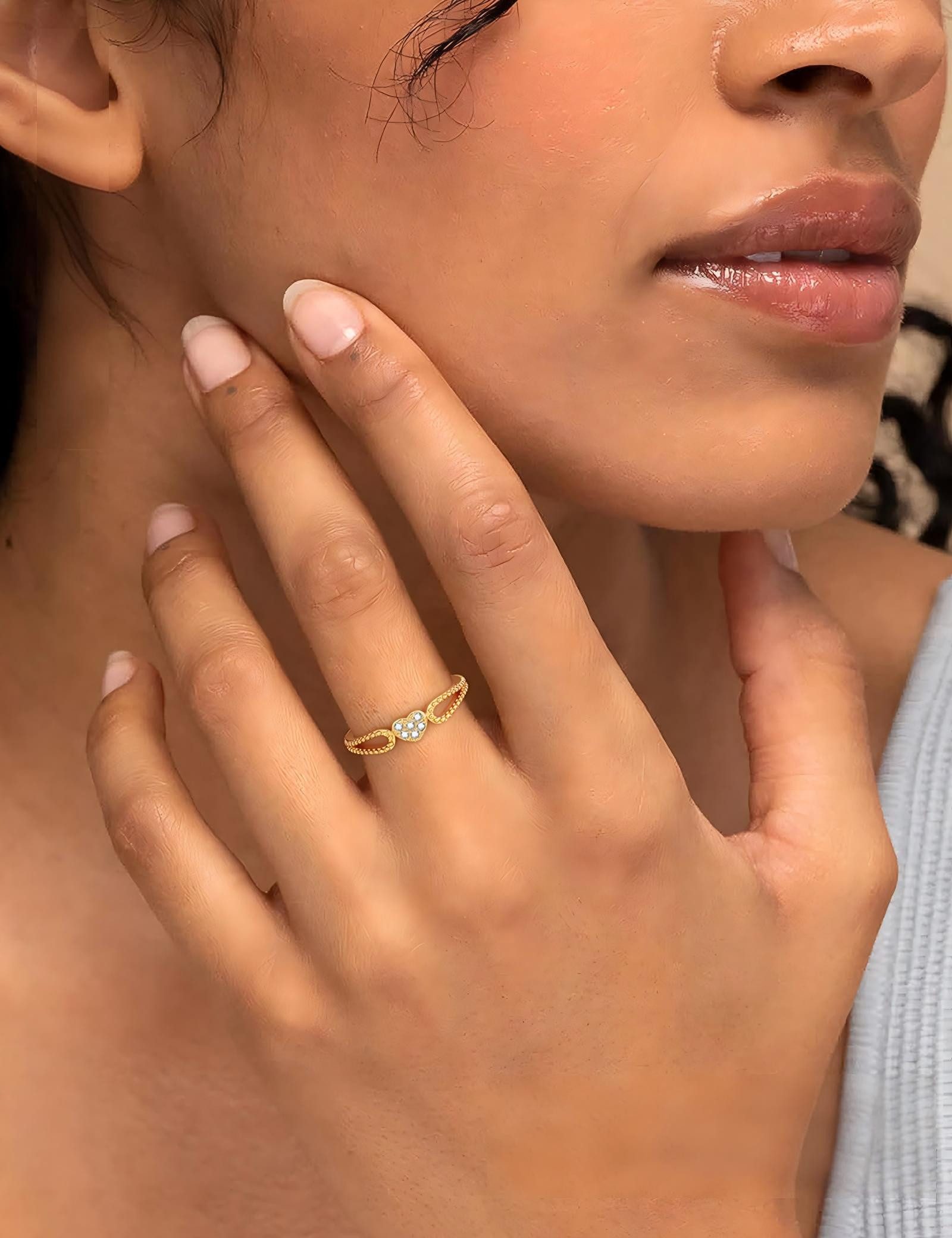 Jumpeak Diamantring Diamantringe für Damen, 585er-Goldringe für Damen, Herzringe, Eheringe, Ring für den Ringfinger, Ring aus echtem Gold, Geburtstagsgeschenk