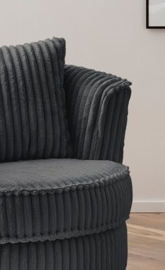 Furn.Design Loveseat Comfy (Komfortsessel in Mega Cord, inkl. Kissen, Ø 95 cm), 360° drehbar