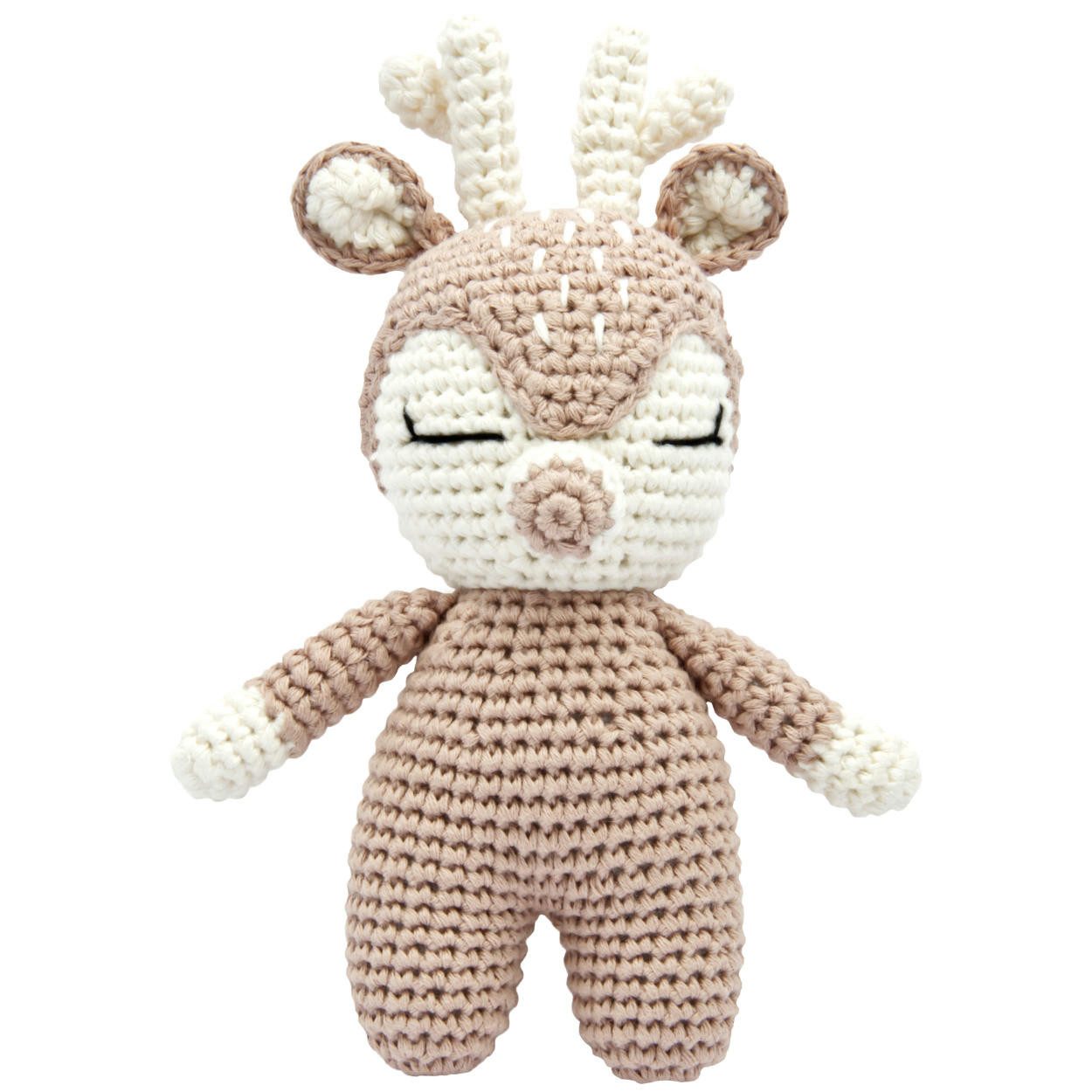 miniHeld Babypuppe Handgestrickter Hirsch/Reh gehäkelt aus Baumwolle Spielzeug 18 cm