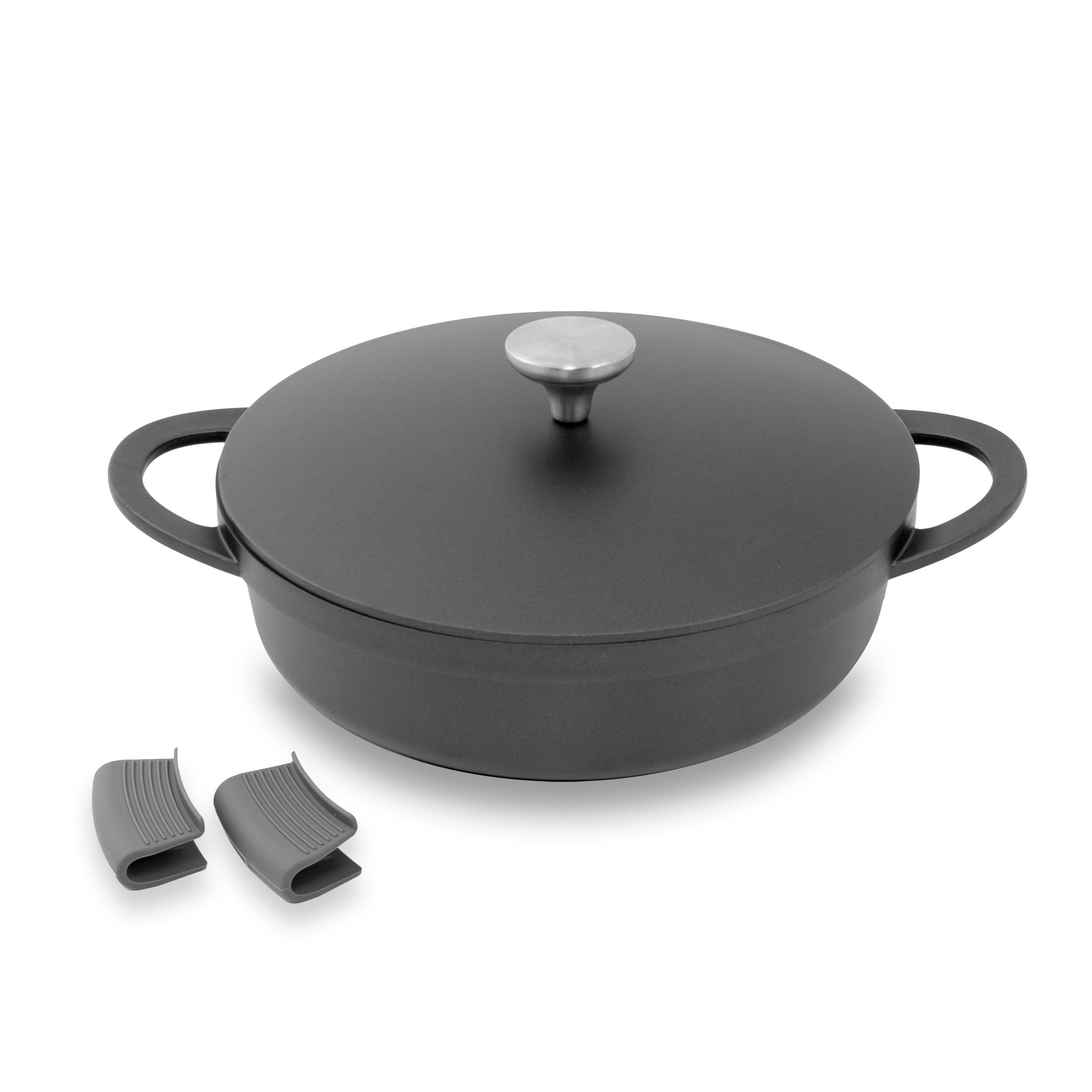 Bratentopf, Aluminiumguss, mit induktionsgeeignet Atavola Servierpfanne Deckel, Schmortopf Schmorpfanne, Kopf 28cm,