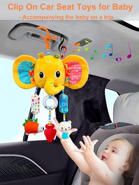 LENBEST Lernspielzeug Baby Kinderwagen Spielzeug, Hängespielzeug mit Glocke, Clip auf Babyschale Spielzeug für Mädchen und Jungen