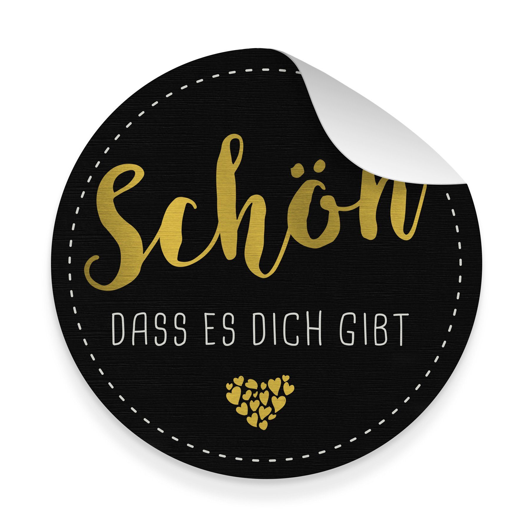 itenga Aufkleber itenga 10x Aufkleber Sticker SCHÖN DASS ES DICH GIBT Schwarz Goldfolie