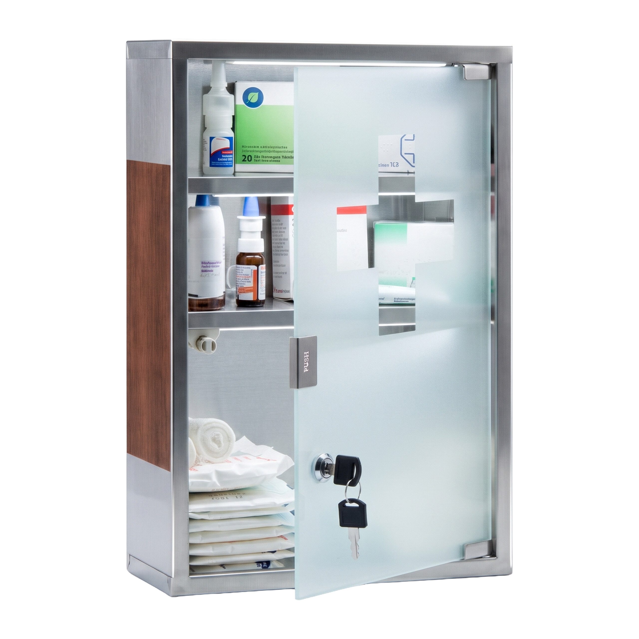 relaxdays Medizinschrank EMERGENCY Edelstahl XL (1-St)