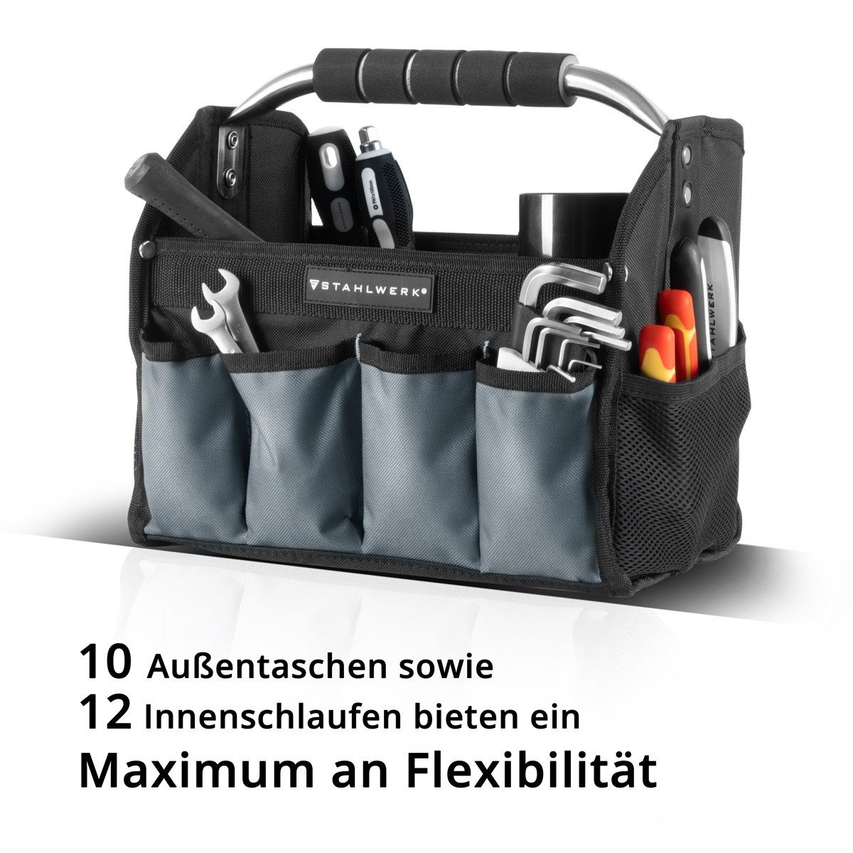 STAHLWERK Werkzeugtasche Werkzeugtasche mit (Packung, 10 Außentaschen 1-tlg)