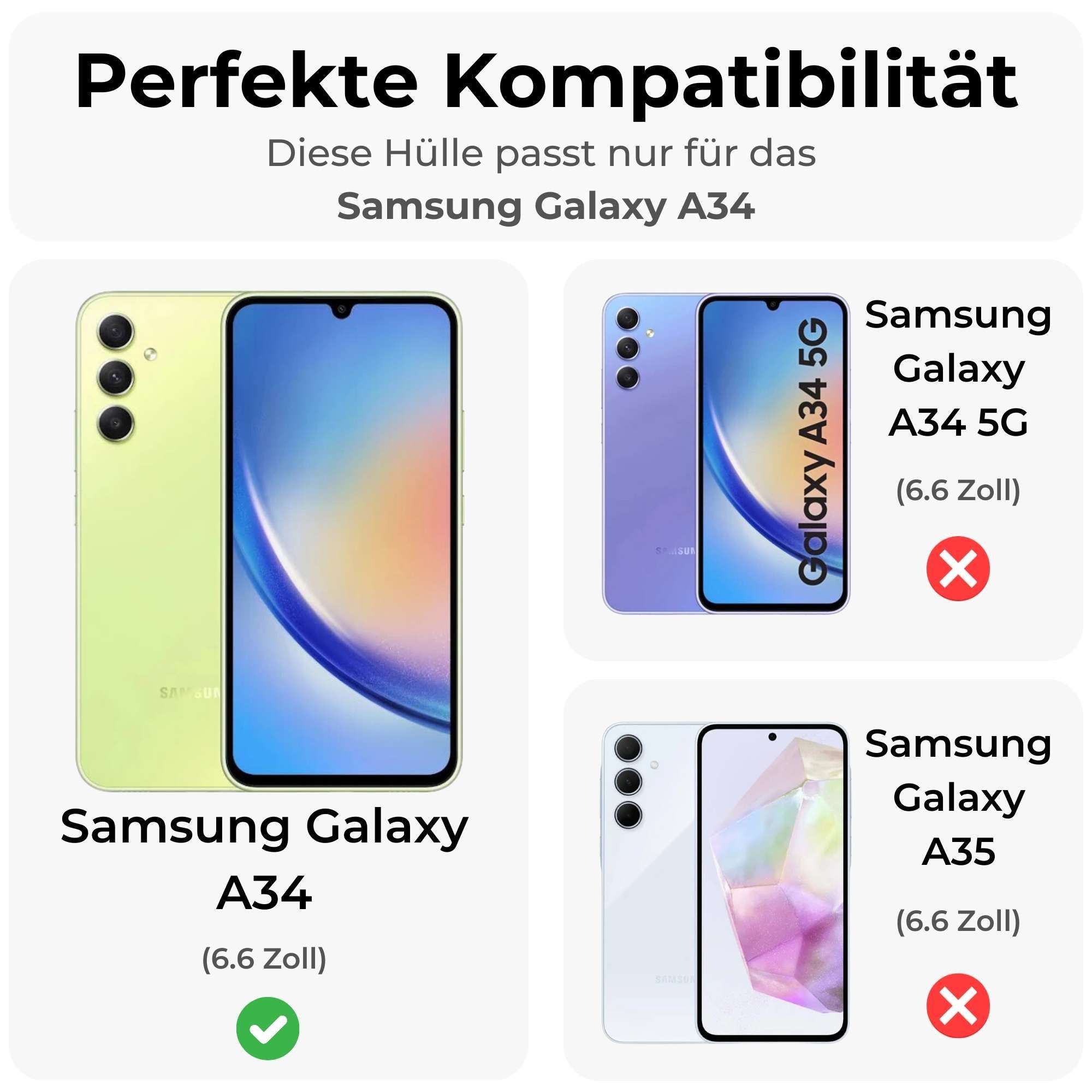 betterfon Handykette für Samsung Galaxy Leder Umhänge Hülle mit Kartenfächer, Hände frei – mit Silikonhülle & Schnur für flexiblen Alltag