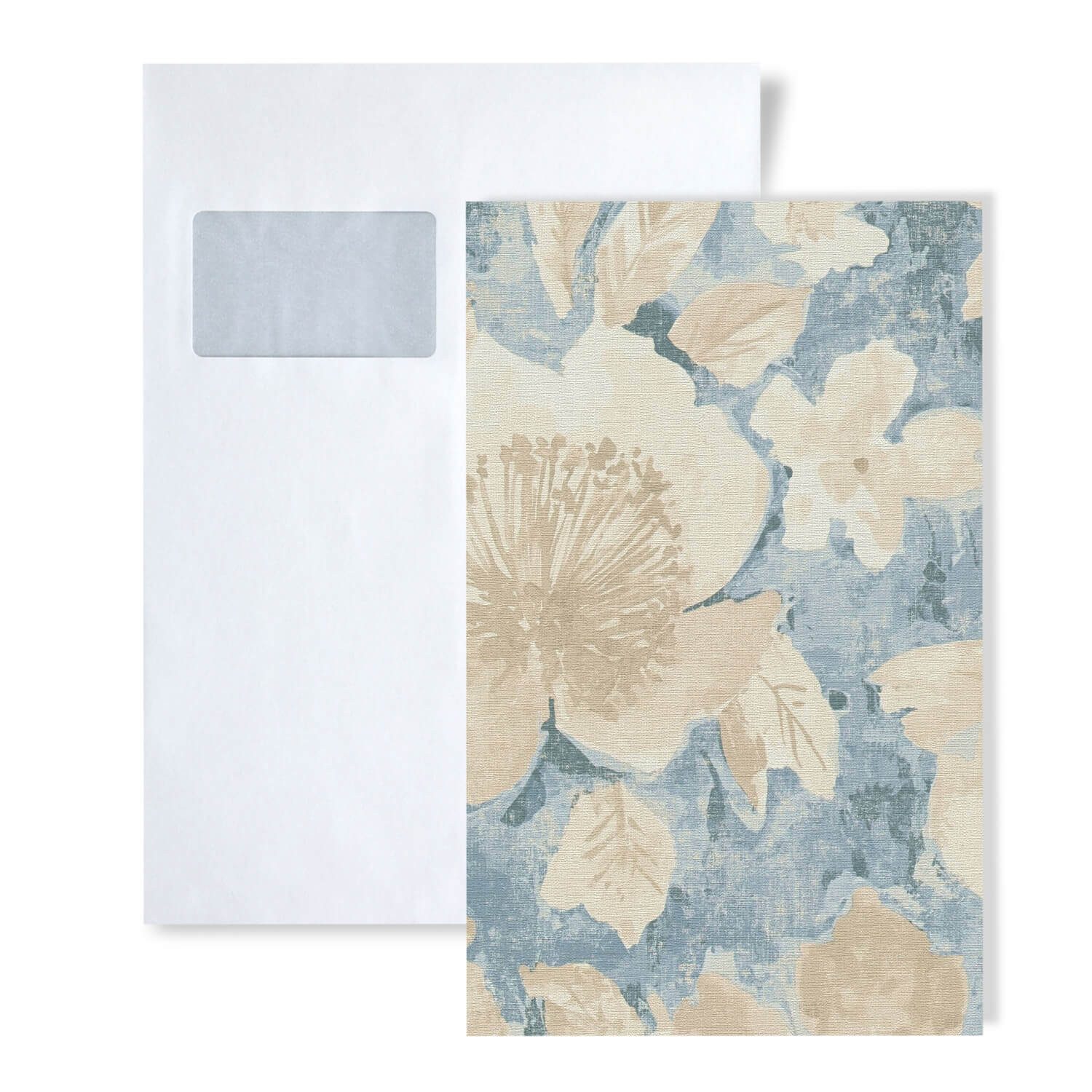 Profhome Vliestapete 1 MUSTERSTÜCK S-396071-GU DIN A4 MUSTER der Aquarell-Stil Tapete, (1 Musterblatt, ca. A5-A4), blau