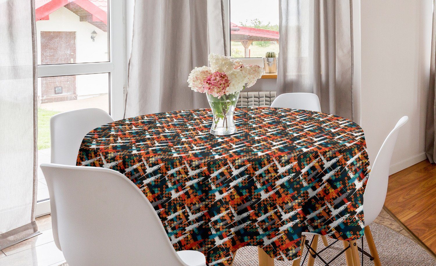 Abdeckung Küche Abakuhaus Pinsel für Muster Marks Abstrakt Tischdecke Esszimmer Kreis Tischdecke Dekoration,