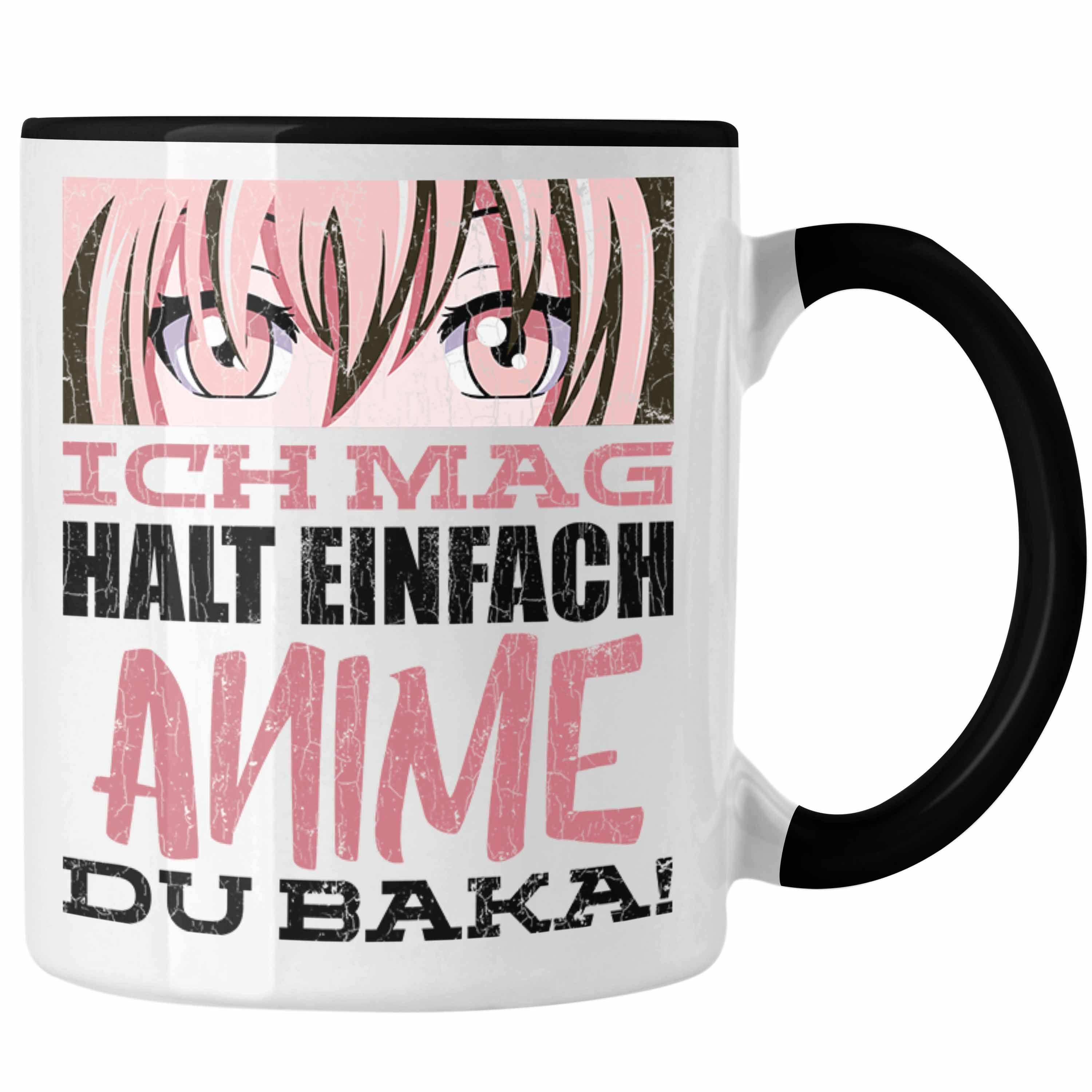 Schwarz Trendation - Geschenk Tasse Deko Geschenke Kaffeetasse Anme Trendation Tasse Anime Fan Baka Spruch Du