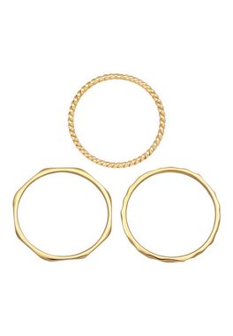 Elli Premium Ring-Set Stapelringe Stacking Bandring 3er Set 375 Gelbgold, Ring Set