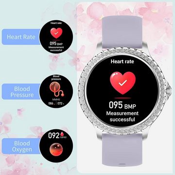 Fitonme Smartwatch (1,32 Zoll, Andriod iOS), Damen Telefonfunktion Fitnessuhr Pulsuhr SpO2 Wasserdicht Sportuhr