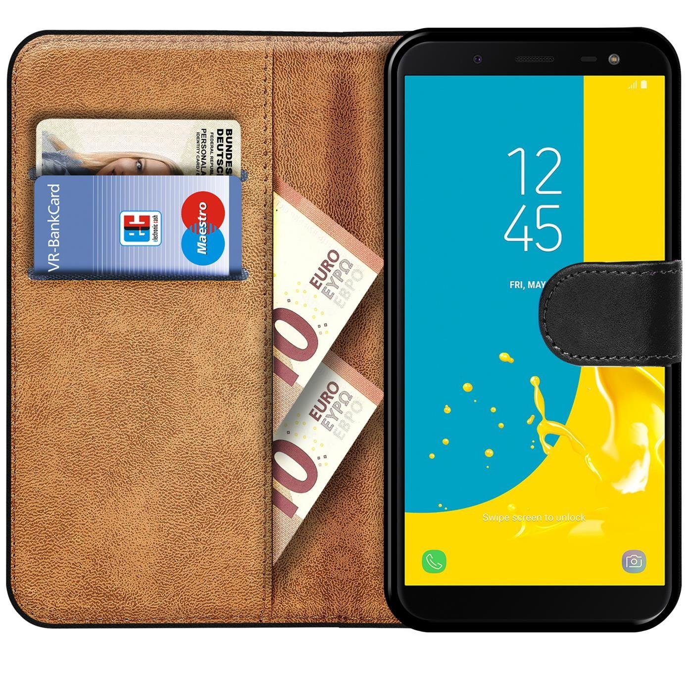 CoolGadget Handyhülle Book Case Handy Tasche für Samsung Galaxy J6 2018 5,6 Zoll, Hülle Klapphülle Flip Cover für Samsung J6 2018 Schutzhülle stoßfest