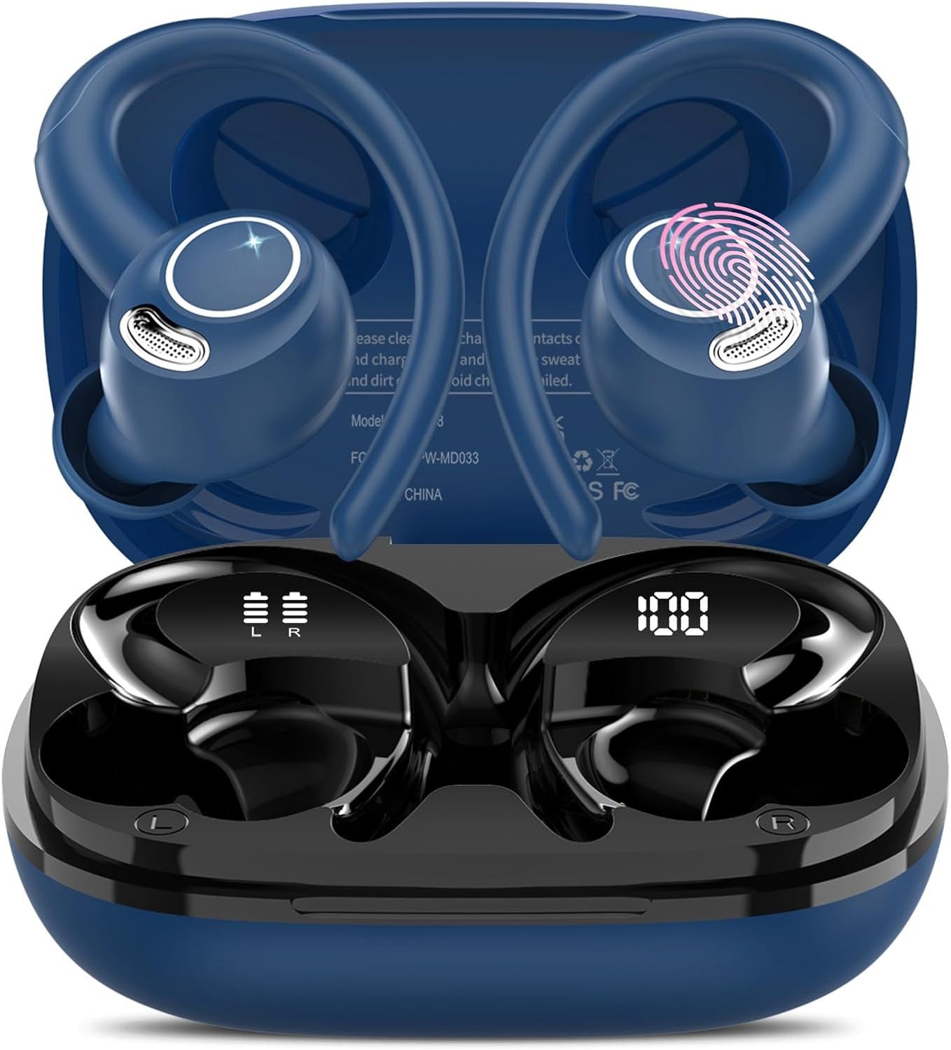 Jesebang 8 Stunden Akkulaufzeit pro Ladung bieten In-Ear-Kopfhörer (mit 13-mm-Dynamiktreiber und Touch-Oberfläche für mühelose Musiksteuerung, für Stabilität und Komfort bei Laufen oder Sportaktivitäten, Exzellenter Klanggenuss und Benutzerfreundlichkeit,mit IP7 Wasserdicht)