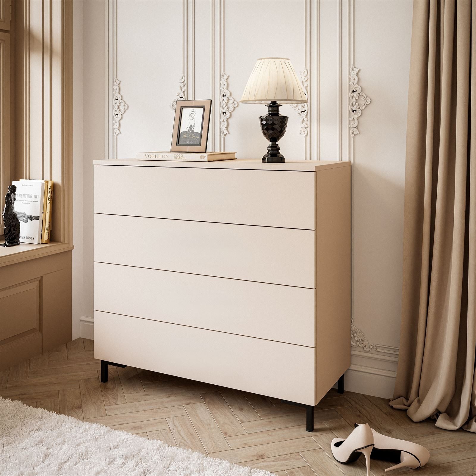 Lookway Kommode LINA KASCHMIR 4S mit LED Beleuchtung