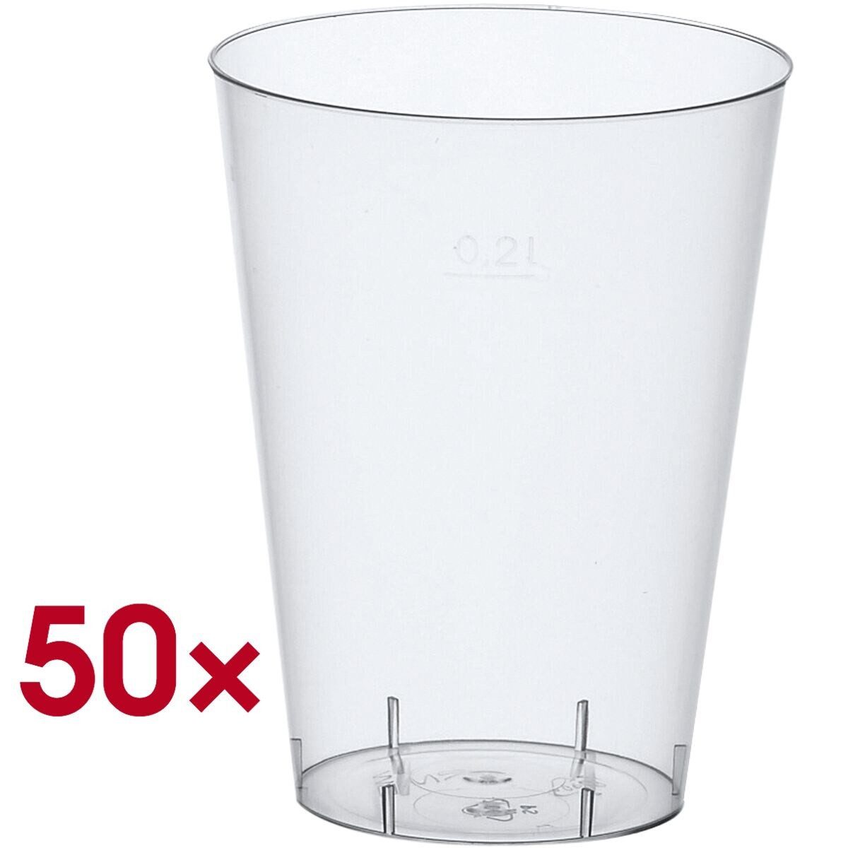 PAPSTAR Becher, 50-tlg., Polystyrol, 200 ml, Trinkbecher glasklar