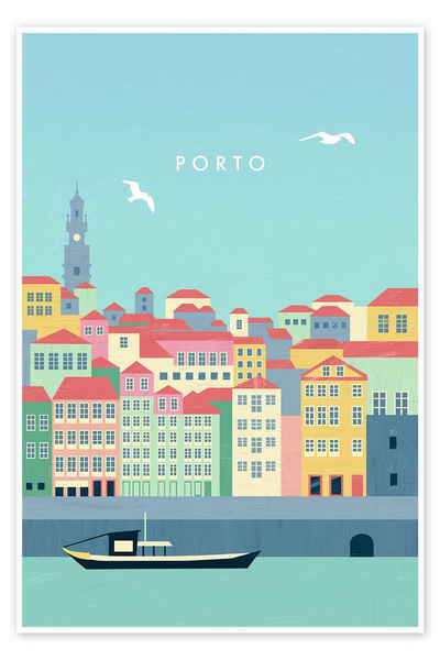 Posterlounge Poster Katinka Reinke, Porto Illustration, Badezimmer Maritim Grafikdesign
