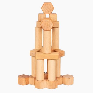 goki Spielbausteine Bausteine mit Walnussöl veredelt, (75 Massivholzbausteine, 75 St), Bestens geeignet für offenes Spiel