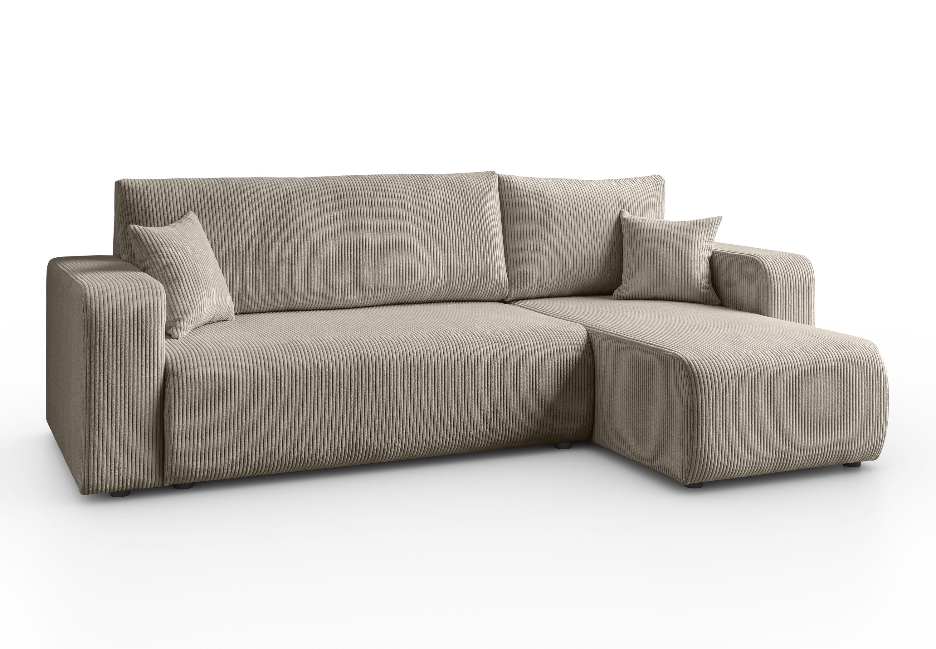 Lookway Ecksofa PRESTIGE L-Form Couch, Cord-Stoff, mit Bettfunktion und Bettkasten, Seite universal